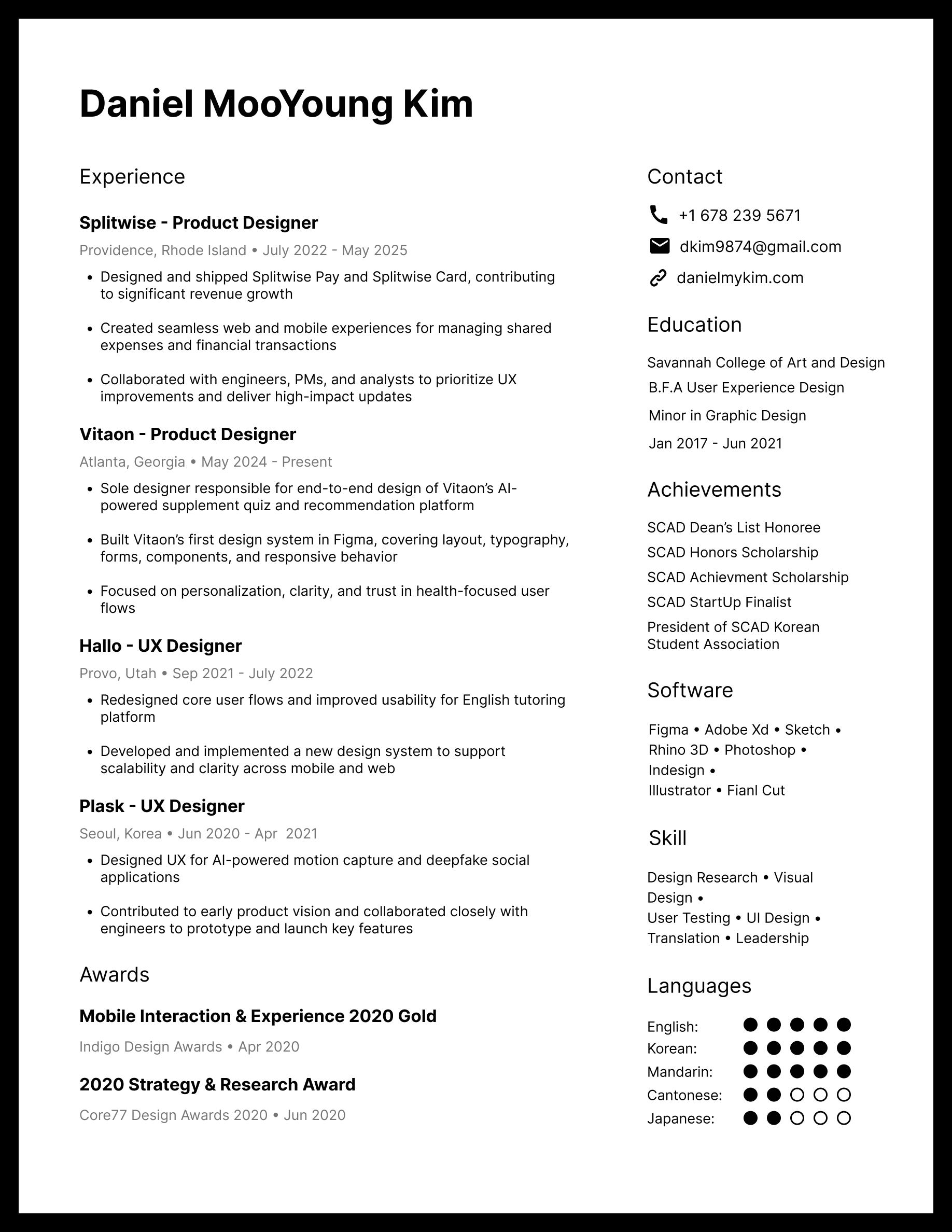 Daniel MY Kim Resume 20250516