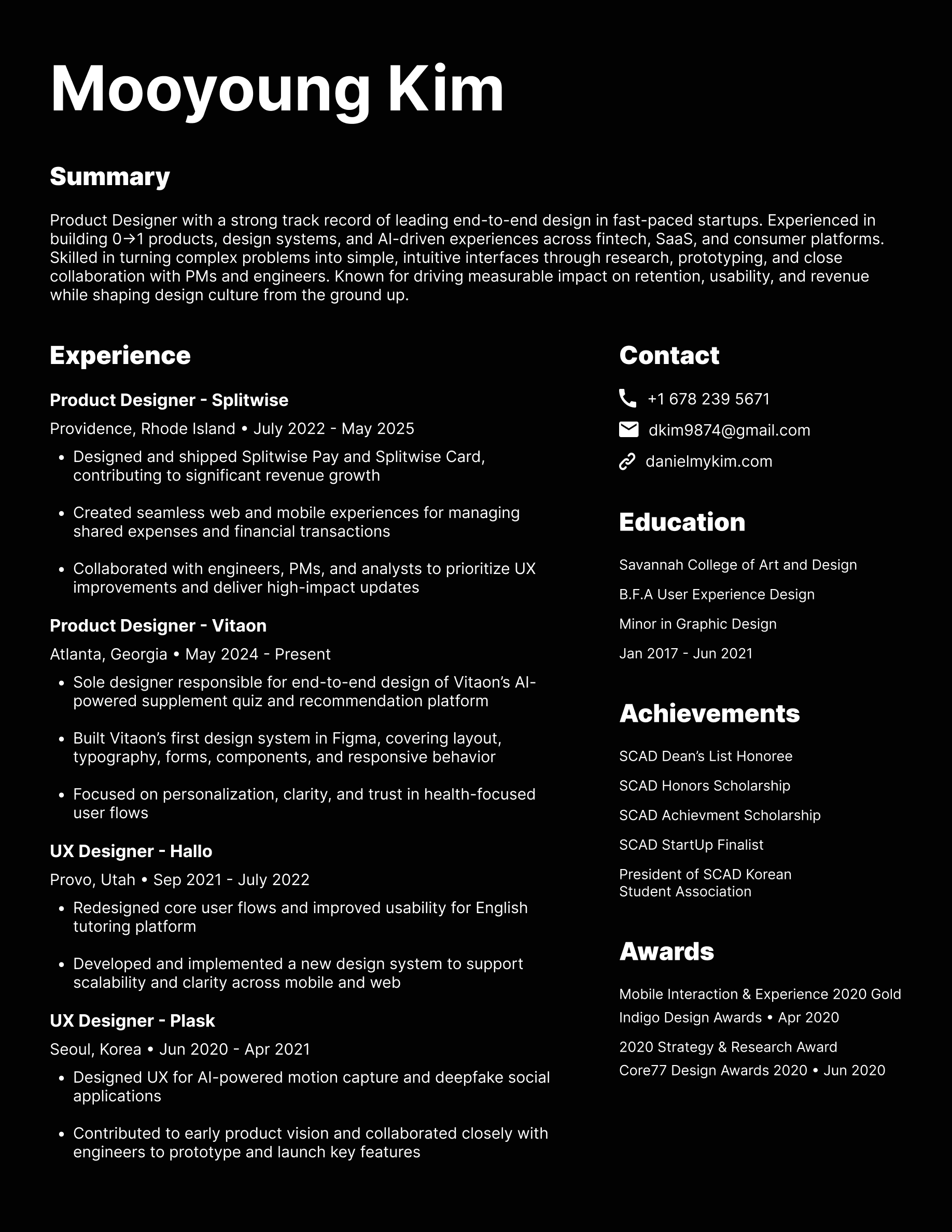 Mooyoung Kim resume latest